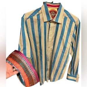 Robert Graham Men’s button down.  Size Large. Flip cuff with silk.